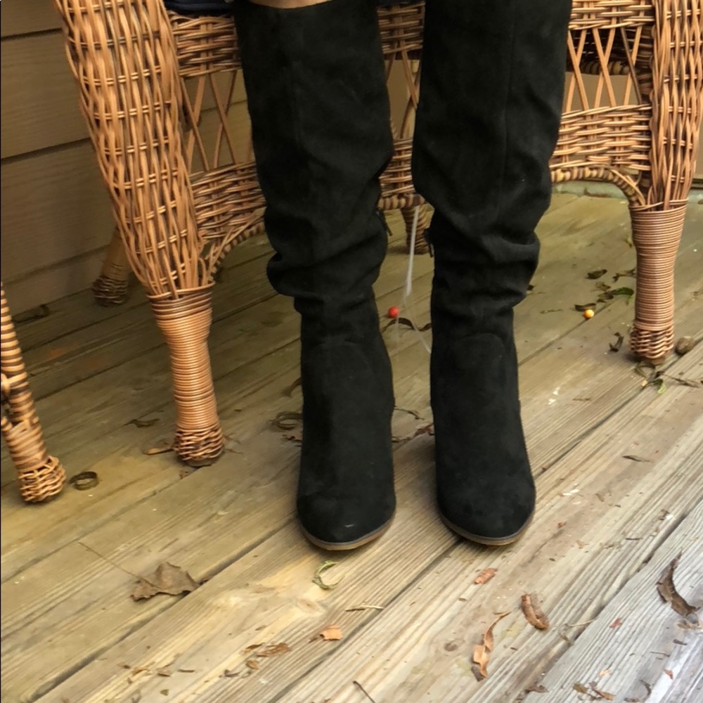 Black Suede High Heeled Boots